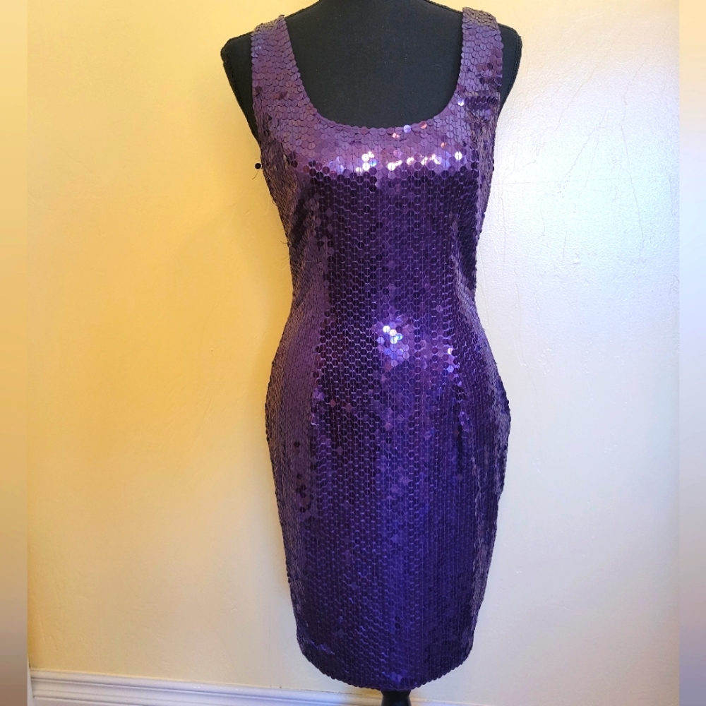 Niteline Della Roufogali Purple Sequin Party Dress  Size 9